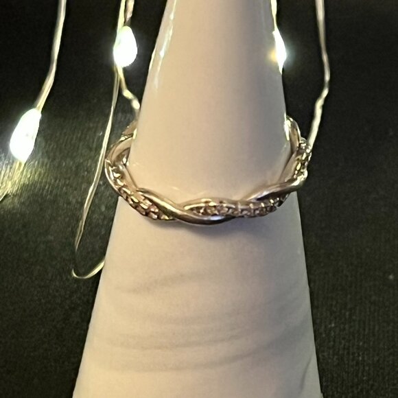 Sterling Silver & Cubic Zirconia Eternity Band – Size 7.75, Stamped 925 - Picture 2 of 7